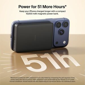 Belkin BoostCharge Power Bank - Black - For Smartphone, iPhone - 10000 mAh - 20 W - USB Type-C Connector - 2 x USB - Magne