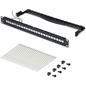 StarTech.com 24 Anschluss/AnschlüssePatch Panel - Kategorie 6, Kategorie 6a, Kategorie 8 - Verdrilltes Doppelkabel - Schwa