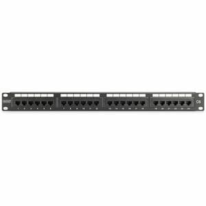 Digitus 24 Port(s) Network Patch Panel - Category 6 - Twisted Pair - Jet Black - 24 x RJ-45 - 1U High - Rack-mountable