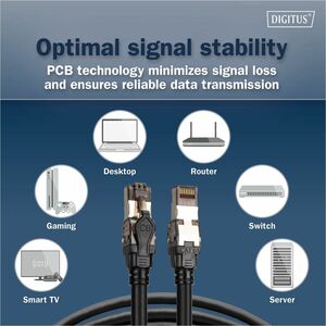 Digitus 50 cm Category 8.1 Network Cable - 10 Piece - Cable for Network Device, Server, Desktop PC, Router, Switch - First