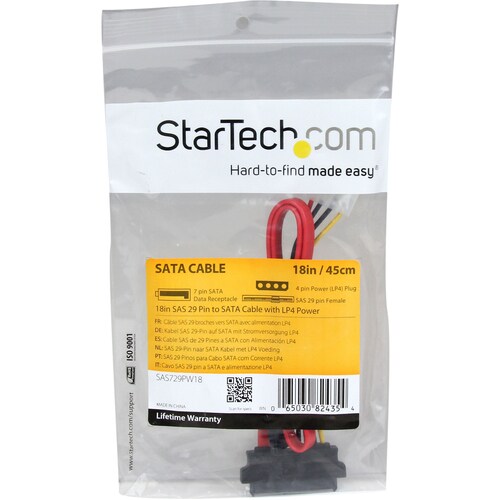 StarTech.com SAS auf SATA Slimline Kabel - SAS SATA SFF-8482 mit LP4 IDE Stromkabel - Cable for Host-Bus-Adapter, RAID-Con