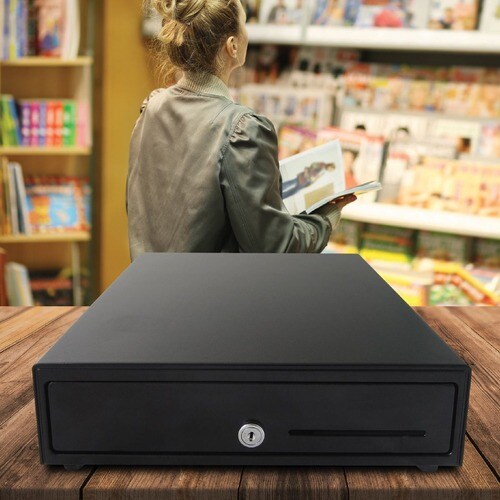 apg Genesis 1313 Cash Drawer - 4 Bill - 4 Coin - 1 Media Slot - 4 Lock Position - Printer Driven - Plastic - Black - 99.8 