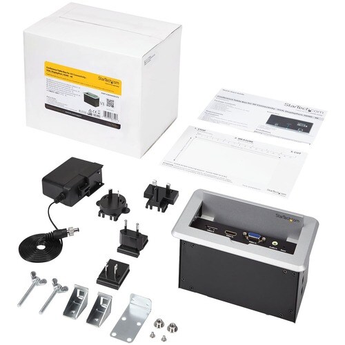 StarTech.com Conference Table Connectivity Pop up Box with AV and Data Ports - HDMI, VGA, DisplayPort to 4K HDMI Output (B