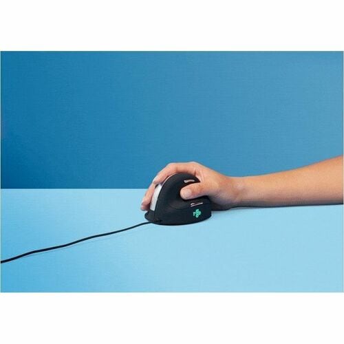 R-Go HE Break Vertical Mouse Maus - Bluetooth/Radio-Frequenz - USB-Typ C - Optisch - 5 Taste(n) - Schwarz - PC, Mac - Kabe