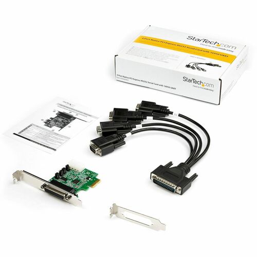 StarTech.com 4-port PCI Express RS232 Serial Adapter Card - PCIe to Serial DB9 RS-232 Controller Card - 16950 UART - Windo