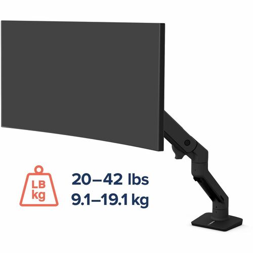 Ergotron Mounting Arm for Monitor, Display Screen, Curved Screen Display - Black - Landscape/Portrait - Height Adjustable 