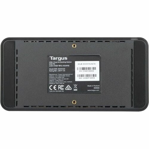 Targus DOCK310EUZ. Docking Station: Alámbrico, Interfaz de host: USB 3.2 Gen 1 (3.1 Gen 1) Type-C, Entrega de energía USB 