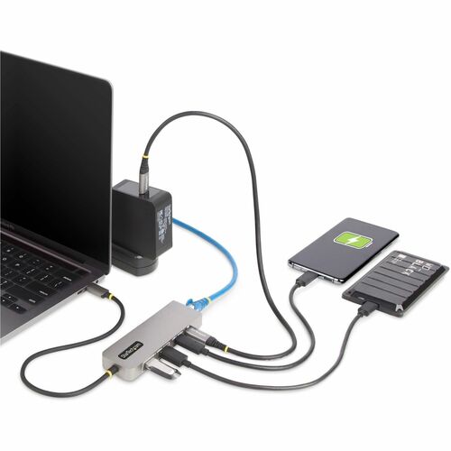 StarTech.com USB/Ethernet Combo Hub - USB 3.2 Gen 2 (3.1 Gen 2) Type-C - 1.25 GB/s - External - Space Gray - UASP Support 