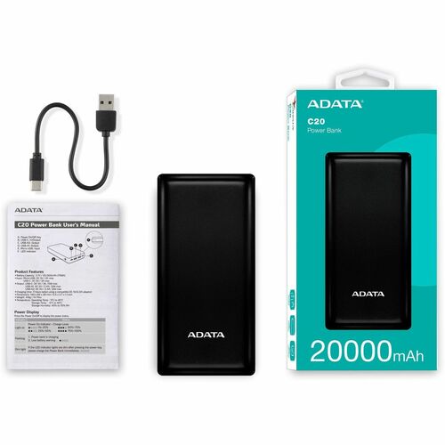 Vista 7 de POWER BANK ADATA C20 20.000 mAh NEGRA