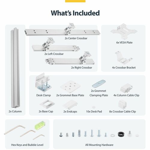 StarTech.com 6 Fach Monitorhalterung mit Querstange, Monitore bis 32 Zoll & 8kg, Zwei Pfosten Bildschirmhalterung/Monitora