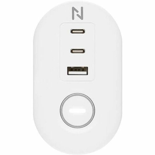 Neomounts VOLT DS22-840WH6 Power Outlet - 3 x Power Receptacles - 230 V AC Clamp Mount, Desktop, Under Table - White - Pla