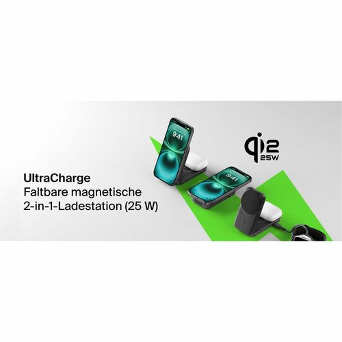 Belkin UltraCharge Induktionsladegerät - Schwarz - für Qi2-fähiges Gerät, iPhone, AirPod, Smartwatch - Eingangsstecker: US