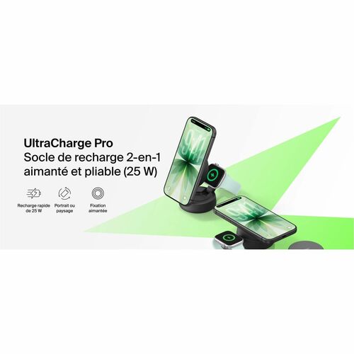 Belkin UltraCharge Pro Induktionsladegerät - Dunkelgrau - für Qi2-fähiges Gerät, iPhone, Smartwatch, MagSafe-fähiges Gerät