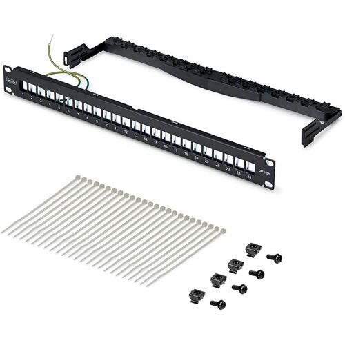 StarTech.com 24 Anschluss/AnschlüssePatch Panel - Kategorie 6, Kategorie 6a, Kategorie 8 - Verdrilltes Doppelkabel - Schwa