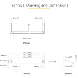 StarTech.com 1U 19in Steel Vertical Wall Mount Equipment Rack Bracket - Mount a server, network or telecommunications devi