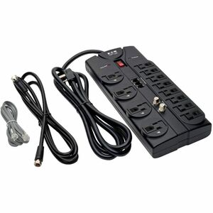 Eaton Tripp Lite Series Protect It! 12-Outlet Surge Protector, 8 ft. (2.43 m) Cord, 2880 Joules, Tel/Modem/Coaxial Protect