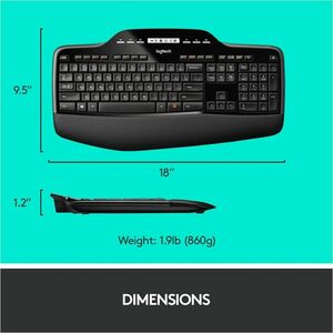 Logitech MK710 Wireless Keyboard and Mouse Combo for Windows, 2.4GHz Advanced Wireless, Wireless Mouse - USB Wireless RF 2