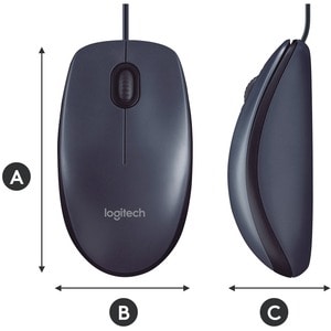 Logitech B100 Optical USB Mouse - Optical - Cable - Black - 1 Pack - USB - 800 dpi - Scroll Wheel - 3 Button(s) - Symmetrical
