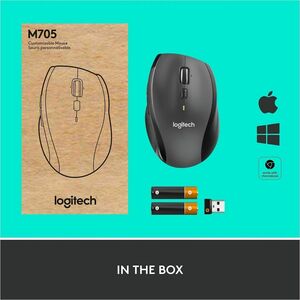 Logitech M705 Marathon Wireless Mouse, 2.4 GHz USB Unifying Receiver, 1000 DPI, 5-Programmable Buttons, 3-Year Battery, Co