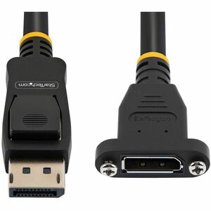 StarTech.com 3ft (1m) Panel Mount DisplayPort Cable, 4K x 2K Video, DisplayPort 1.2 Extension Cable Male to Female, DP Ext
