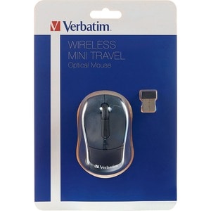 Verbatim Wireless Mini Travel Optical Mouse - Graphite - Radio Frequency - USB - 1600 dpi - Scroll Wheel