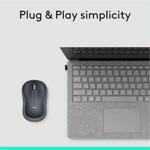 Logitech M185 Wireless Mouse, 2.4GHz with USB Mini Receiver, 1000 DPI Optical Tracking, Swift Grey - Optical - Wireless - 