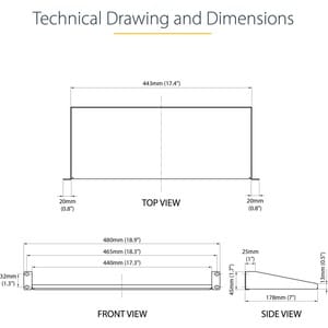 StarTech.com 1U Server Rack Shelf, Universal Rack Mount Cantilever Tray for 19" Network Equipment Rack, Heavy Duty Steel, 