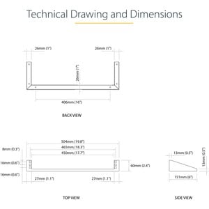 StarTech.com 1U Wall Mount Patch Panel Bracket â€" 19 in â€" Steel - Vertical Mounting Bracket for Networking and Data Equ