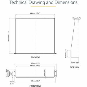StarTech.com Étagère Rack Serveur 2U - Étagère Cantilever Universelle pour Armoire Rack Réseau 19" - Poids Max 20kg - Prof