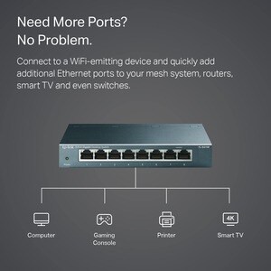 Switch Ethernet TP-Link TL-SG108 8 Porte - Gigabit Ethernet - 10/100/1000Base-T - 2 Layer supportato - Coppia incrociata -
