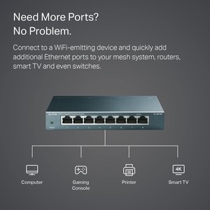 TP-Link TL-SG108 8 Ports Ethernet Switch - Gigabit Ethernet - 10/100/1000Base-T - 2 Layer Supported - Twisted Pair - Desktop