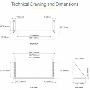 StarTech.com Soporte para Rack de Montaje Vertical en Pared para Servidores - 4U 19 Pulgadas - 56.84kg Capacidad de carga - 1