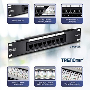 8-Port Cat. 5e Unshielded Patch Panel (10" wide)