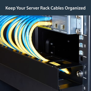 StarTech.com 1U Horizontal Finger Duct Rack Cable Management Panel with Cover - Server Rack Cable Duct - Rack Cable Organi