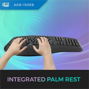 Adesso Color Illuminated Ergonomic Keyboard - Cable Connectivity - USB Interface - RGB LED - 105 Key(s) - 13 Hot Key(s) - 