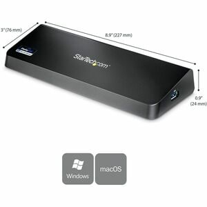 StarTech.com USB 3.0 Docking Station Dual Monitor with HDMI & 4K DisplayPort - 4x USB-A, Ethernet - USB Type A Universal L