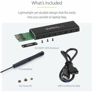 StarTech.com Gabinete USB 3.0 (5Gbps) a SSD M.2 de Aluminio con UASP - Negro - SATA NGFF M.2 con B Key y B+M Key - No Comp