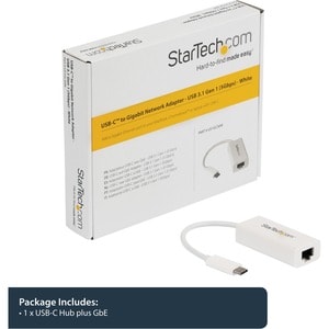 StarTech.com USB-C to Gigabit Ethernet Adapter - White - Thunderbolt 3 Port Compatible - USB Type C Network Adapter - Conn