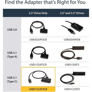 USB 3.1 GEN 2 ADAPTER CABLE USB C CNCTR FOR 2.5IN SSD HDDS