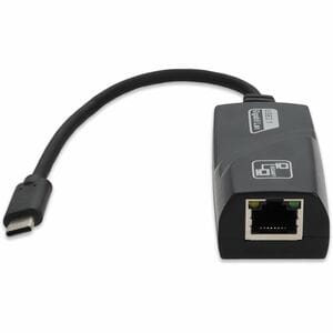 AddOn USB C 3.1 Male to RJ-45 Female Black Adapter - RJ-45/USB Data Transfer Cable for MacBook, Notebook, Computer - First