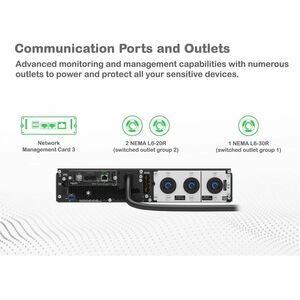 APC Smart-UPS On-Line, 3kVA, Rackmount 2U, 208V, 2x L6-20R+1x L6-30R NEMA outlets, Network Card, Extended runtime, W/ rail