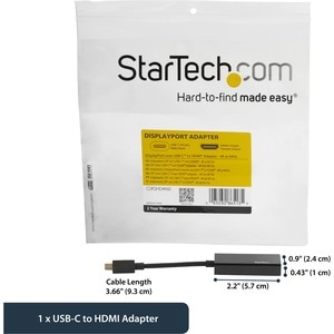 StarTech.com USB C to HDMI Adapter - 4K 60Hz - Thunderbolt 3 Compatible - USB-C Adapter - USB Type C to HDMI Dongle Conver