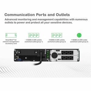 APC Smart-UPS On-Line, 2200VA, Rackmount 2U, 120V, 6x 5-20R+1x L5-20R NEMA outlets, SmartSlot, Extended runtime, W/ rail k