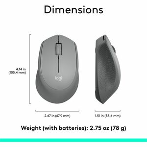 Logitech M330 SILENT PLUS Wireless Mouse, 2.4GHz with USB Receiver, Optical Tracking, Quiet & Lightweight, Gray - Mechanic