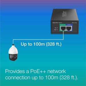 TRENDnet Gigabit PoE++ Injector, Supplies PoE (15.4W), PoE+ (30W), or PoE++ (60W), Network A PoE Device Up To 100m(328 ft)
