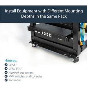 StarTech.com Rail Depth Adapter Kit for Server Racks - 4 in. (10 cm) Rack Extender - 1U - 4.54 kg Load Capacity - Steel - 