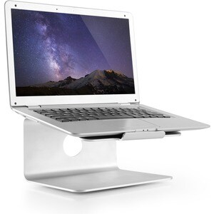 Raised and Rotatable Aluminium Laptop Stand - Up to 43.2 cm (17") Screen Support - 24 cm Depth - Desktop - Silicone, Brush