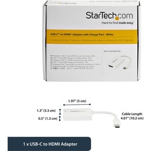 StarTech.com USB C to HDMI 2.0 Adapter 4K 60Hz with 60W Power Delivery Pass-Through Charging - USB Type-C to HDMI Video Co