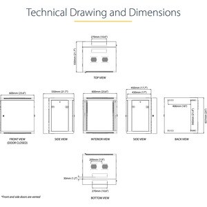 StarTech.com 12U 19"" Wall Mount Network Cabinet - 16"" Deep Hinged Locking Flexible IT Data Equipment Rack Vented Switch 