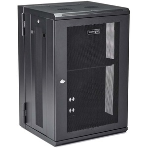 StarTech.com 4-Post 18U Wall Mount Network Cabinet, 19" Hinged Wall-Mounted Server Rack for Data / IT Equipment, Lockable 